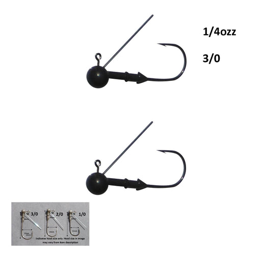 Vike 1/4 oz Weedless Round Jig Head with a Size 3/0 Hook Tungsten, 2 pack - Outbackers