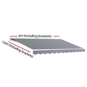 Instahut Retractable Folding Arm Awning Outdoor Sun Shade 3Mx2.5M PearlGrey - Outbackers