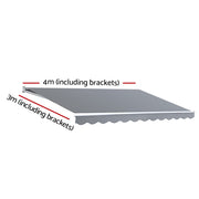 Instahut Retractable Folding Arm Awning Outdoor Sun Shade 4x3M Canopy PearlGrey - Outbackers