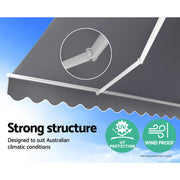 Instahut Retractable Folding Arm Awning Outdoor Sun Shade 4x3M Canopy PearlGrey - Outbackers