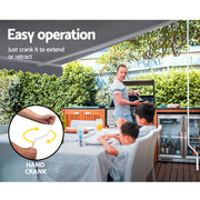 Instahut Retractable Folding Arm Awning Outdoor Sun Shade 4x3M Canopy PearlGrey - Outbackers