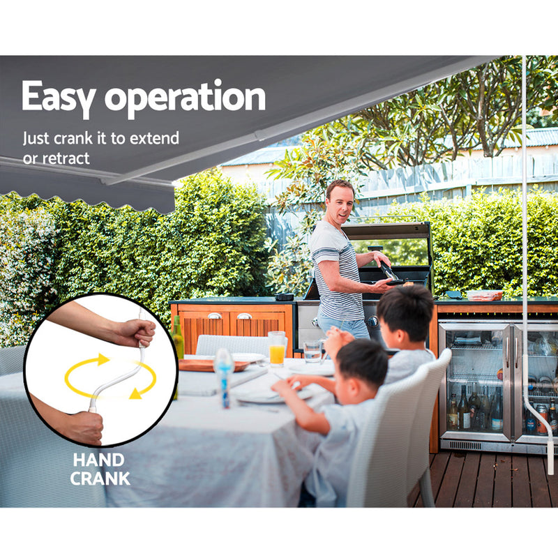 Instahut Retractable Folding Arm Awning Outdoor Sun Shade 4x3M Canopy PearlGrey - Outbackers