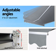 Instahut Retractable Folding Arm Awning Outdoor Sun Shade 4x3M Canopy PearlGrey - Outbackers