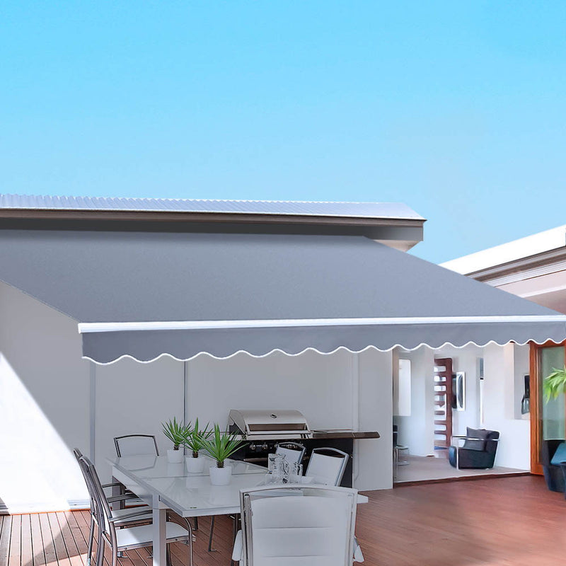 Instahut Retractable Folding Arm Awning Outdoor Sun Shade 4x3M Canopy PearlGrey - Outbackers