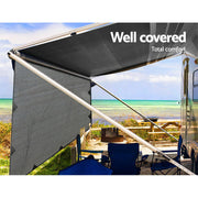 4.9M Caravan Privacy Screens 1.95m Roll Out Awning End Wall Side Sun Shade - Outbackers
