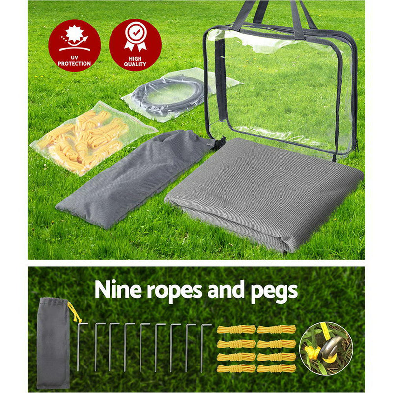 4.9M Caravan Privacy Screens 1.95m Roll Out Awning End Wall Side Sun Shade - Outbackers