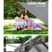 Grey Caravan Privacy Screen 1.95 x 2.2M End Wall Side Sun Shade Roll Out Awning - Outbackers