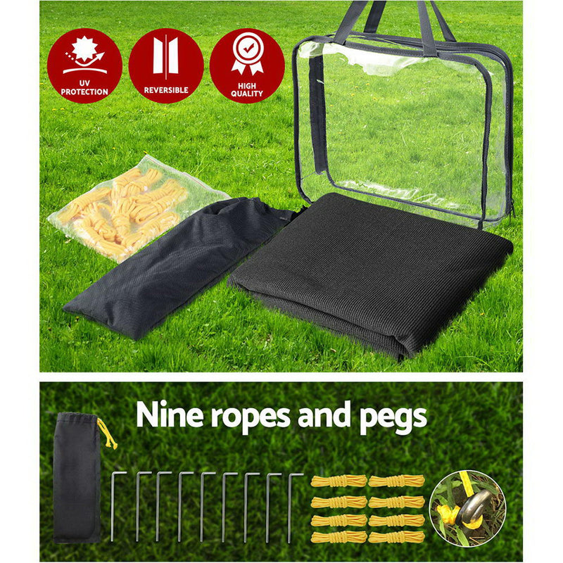 Black Caravan Privacy Screen 1.95 x 2.2M End Wall or Side Sun Shade Roll Out - Outbackers