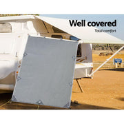 Pop Top Caravan Privacy Screen 2.1 x 1.8M Sun Shade End Wall Roll Out Awning - Outbackers