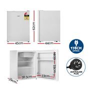 Devanti 70L Portable Mini Bar Fridge - White - Outbackers