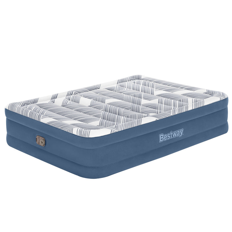 Bestway Air Mattress Bed Queen Size Inflatable Camping Beds Print Top Carry Bag - Outbackers