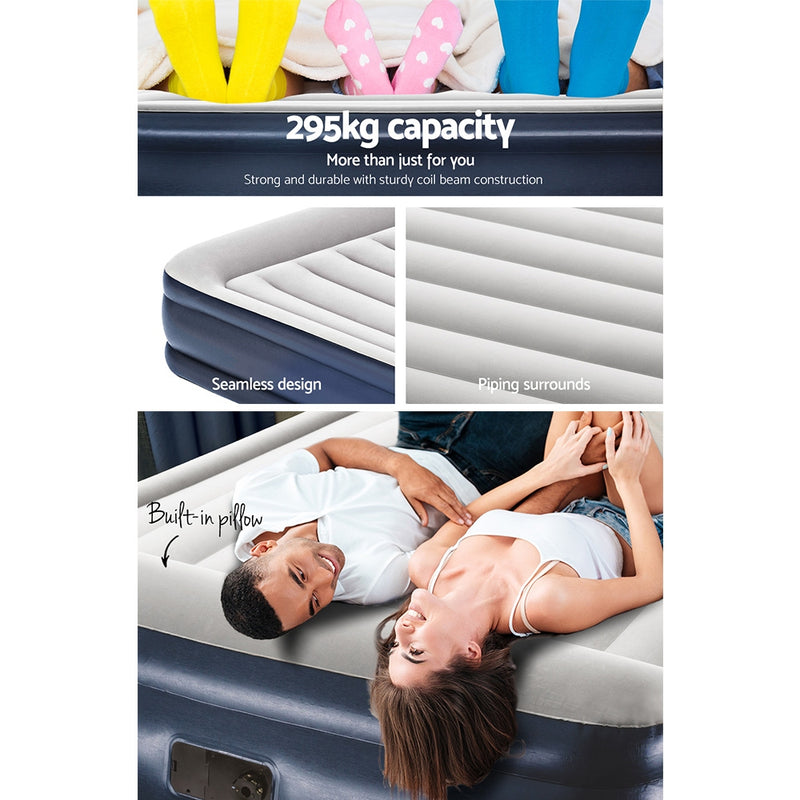 Bestway Queen Air Bed Inflatable Mattress Sleeping Mat Built-in Pump - Outbackers