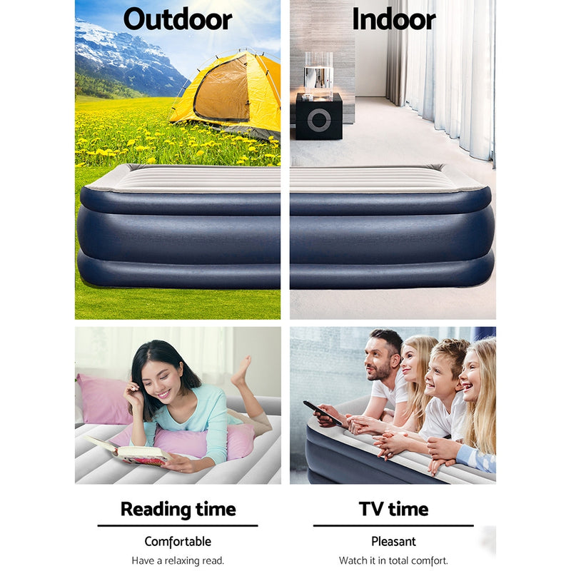 Bestway Queen Air Bed Inflatable Mattress Sleeping Mat Built-in Pump - Outbackers