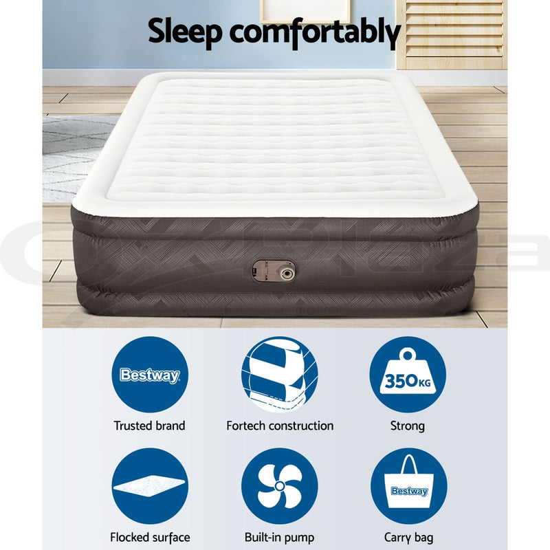 Bestway Air Bed Queen Size Mattress Camping Beds Inflatable Built-in Pump - Outbackers