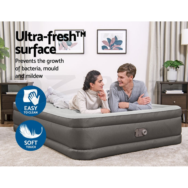 Bestway Air Bed Queen Size Mattress Camping Beds Inflatable Built-in Pump - Outbackers