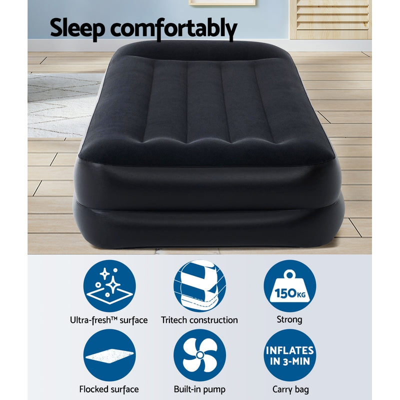 Bestway Air Mattress Bed Single Size Inflatable Camping Beds Built-in Pump - Outbackers