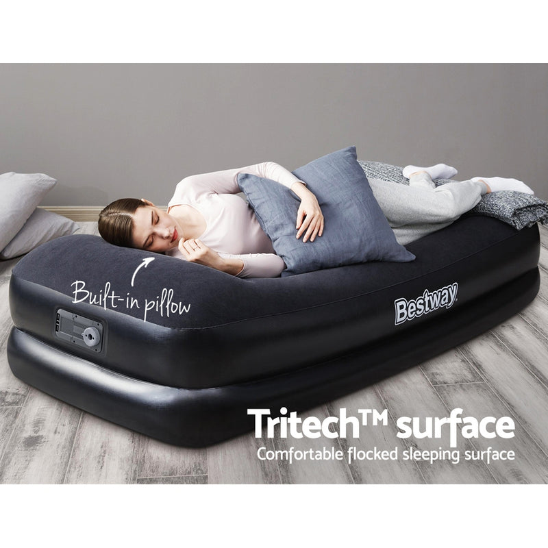 Bestway Air Mattress Bed Single Size Inflatable Camping Beds Built-in Pump - Outbackers