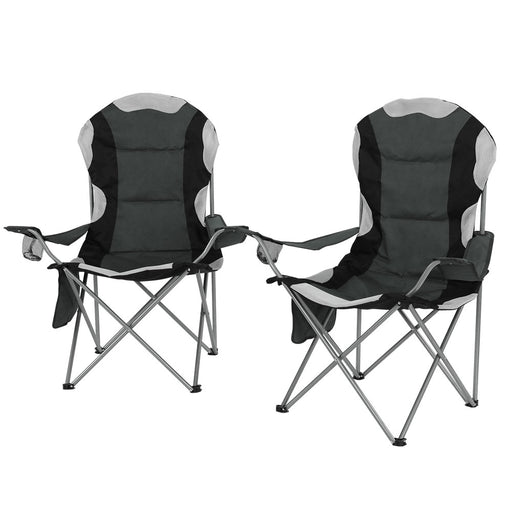 Weisshorn 2X Folding Camping Chairs Arm Chair Portable Outdoor Beach Fishing BBQ - Outbackers