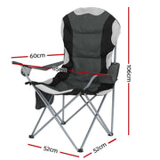 Weisshorn 2X Folding Camping Chairs Arm Chair Portable Outdoor Beach Fishing BBQ - Outbackers