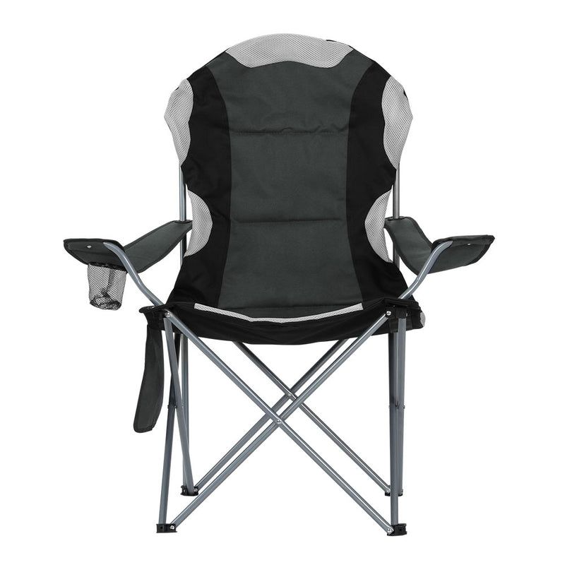 Weisshorn 2X Folding Camping Chairs Arm Chair Portable Outdoor Beach Fishing BBQ - Outbackers