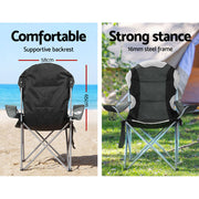 Weisshorn 2X Folding Camping Chairs Arm Chair Portable Outdoor Beach Fishing BBQ - Outbackers