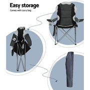 Weisshorn 2X Folding Camping Chairs Arm Chair Portable Outdoor Beach Fishing BBQ - Outbackers