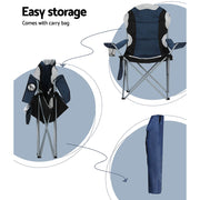 Weisshorn 2X Camping Chairs Folding Arm Chair Portable Camping Garden Fishing - Outbackers