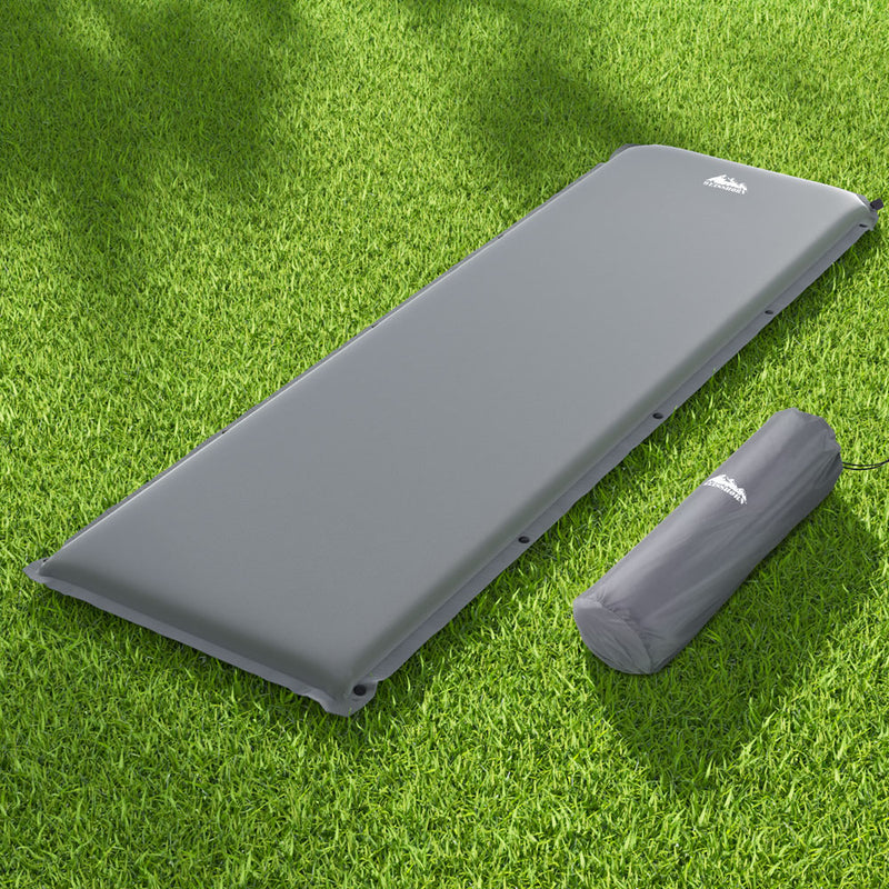 Weisshorn Self Inflating Mattress 6CM Camping Sleeping Mat Air Bed Single Grey - Outbackers