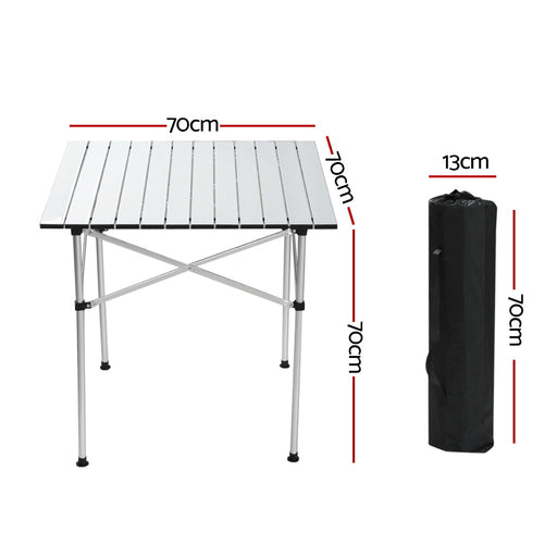 Weisshorn Camping Table Roll Up Aluminum Portable Desk Picnic 70CM - Outbackers