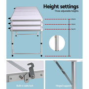 Weisshorn Camping Table Folding Aluminum Portable BBQ Outdoor 240CM - Outbackers