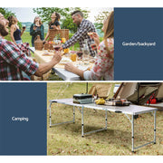 Weisshorn Camping Table Folding Aluminum Portable BBQ Outdoor 240CM - Outbackers