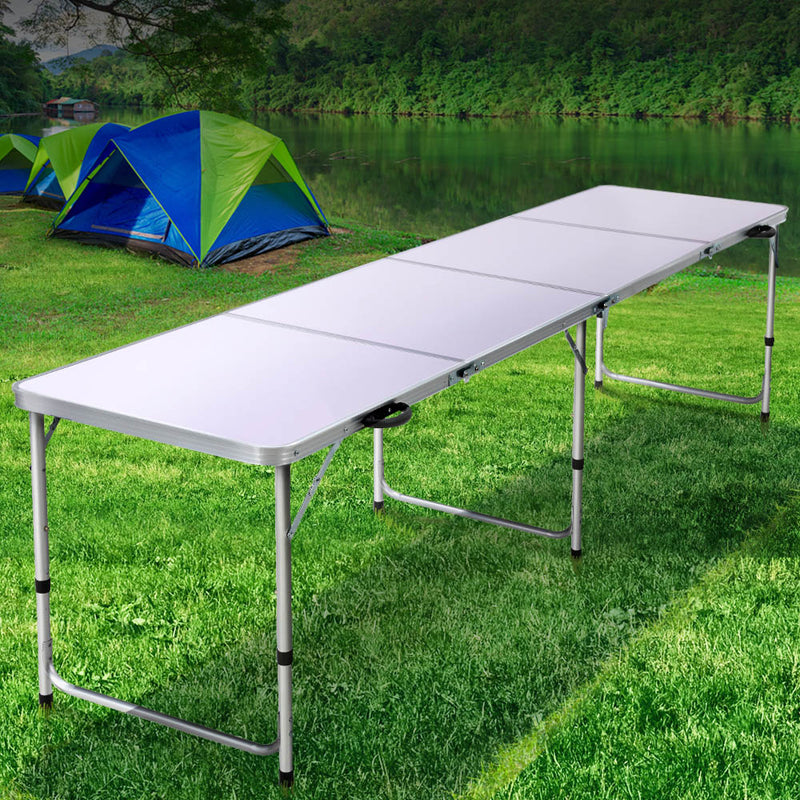 Weisshorn Camping Table Folding Aluminum Portable BBQ Outdoor 240CM - Outbackers
