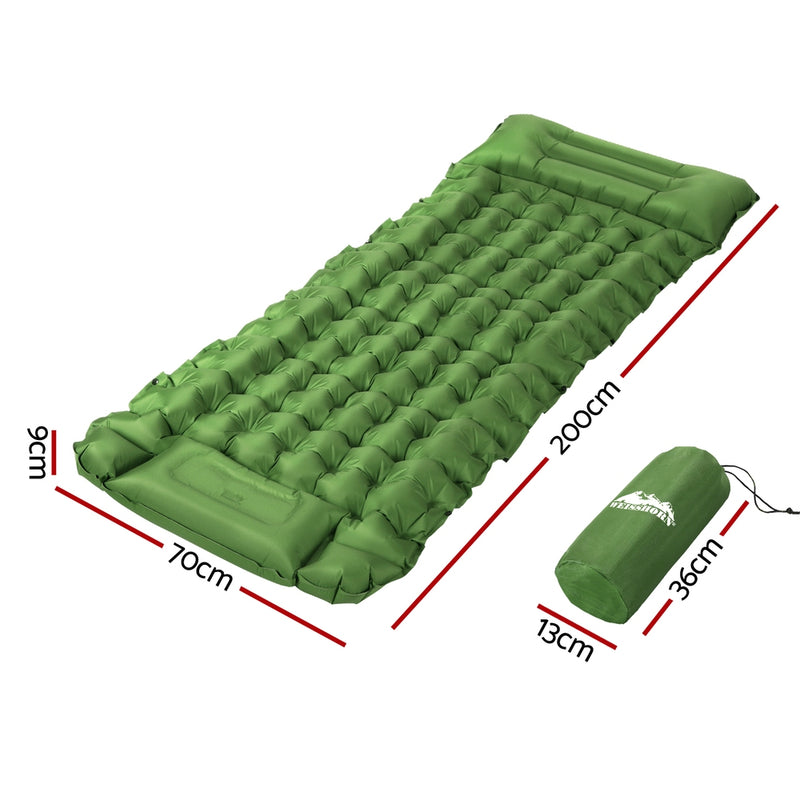 Weisshorn Self Inflating Mattress Camping Sleeping Mat Air Bed Pad Single Pillow - Outbackers