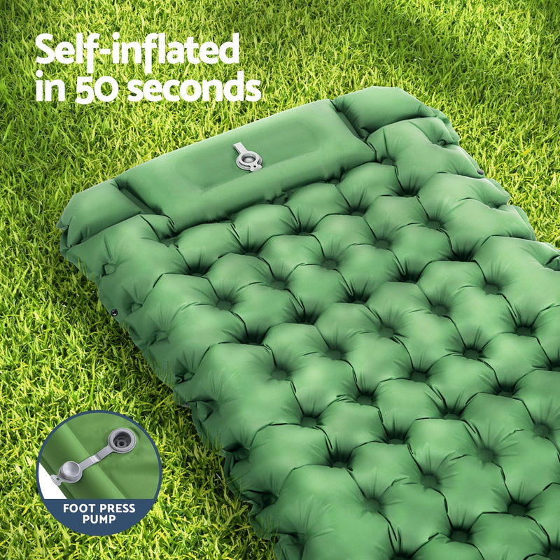 Weisshorn Self Inflating Mattress Camping Sleeping Mat Air Bed Pad Single Pillow - Outbackers