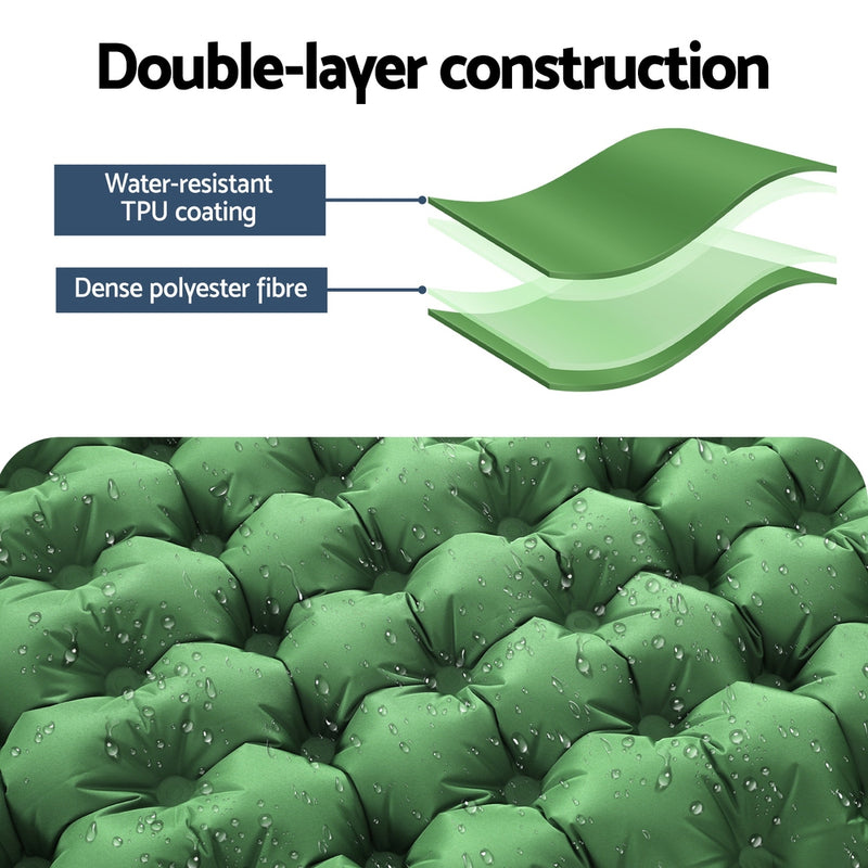 Weisshorn Self Inflating Mattress Camping Sleeping Mat Air Bed Pad Single Pillow - Outbackers