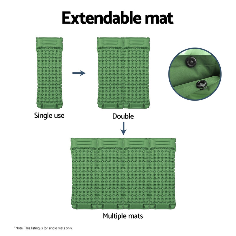 Weisshorn Self Inflating Mattress Camping Sleeping Mat Air Bed Pad Single Pillow - Outbackers