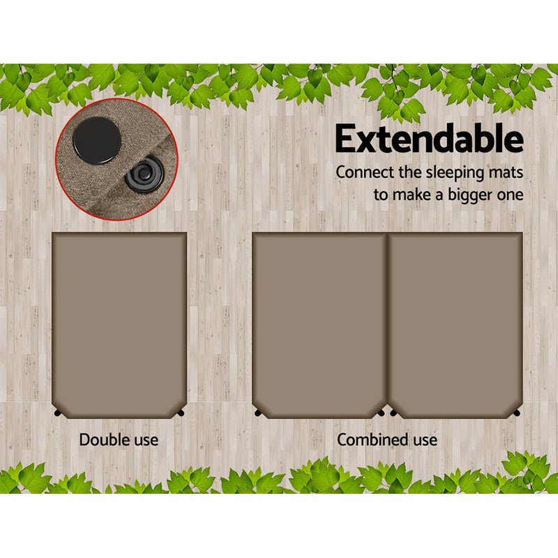 Weisshorn Double Size Self Inflating Mattress Mat 10CM Thick   Coffee - Outbackers