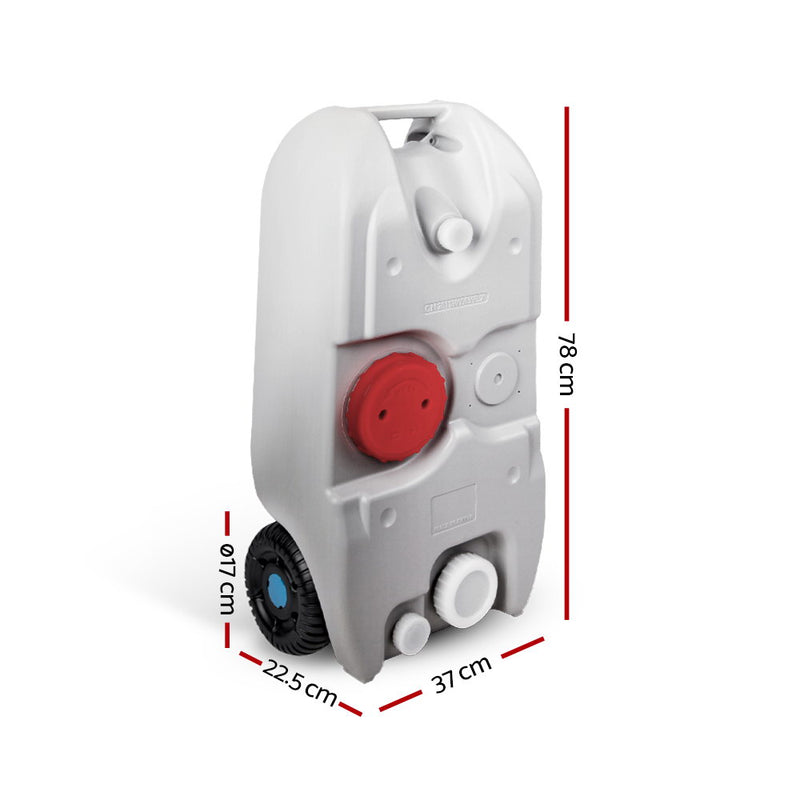 Weisshorn 40L Portable Wheel Water Tank - Grey - Outbackers