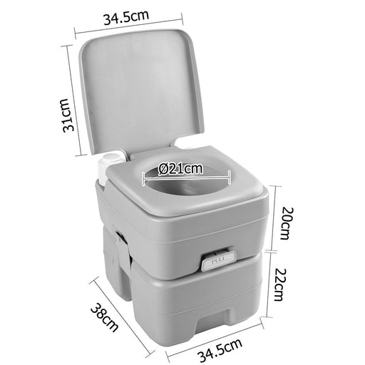Weisshorn 20L Portable Outdoor Camping Toilet - Grey - Outbackers