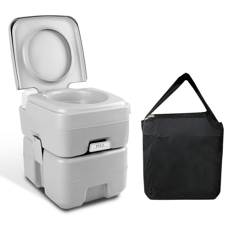 Weisshorn 20L Portable Outdoor Camping Toilet with Carry Bag- Grey - Outbackers
