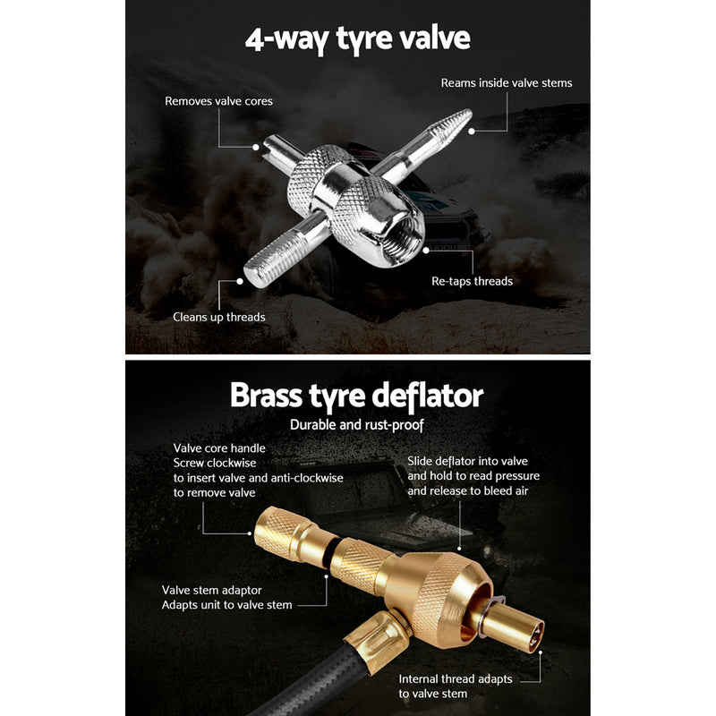 Giantz Rapid Tyre Air Deflator 4X4 4WD with Pressure Gauge Valve Tool - Outbackers