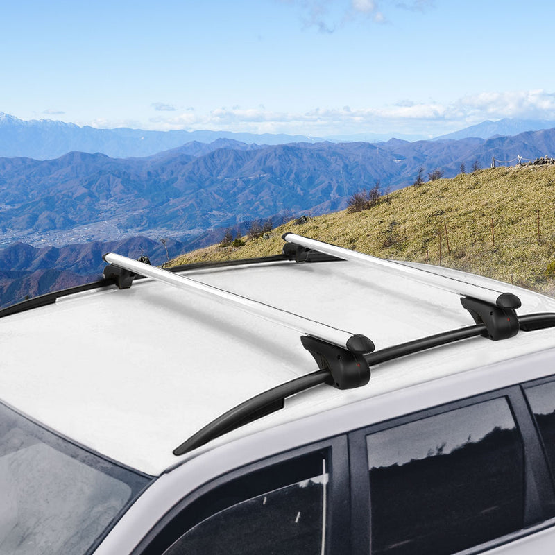 Universal Car Roof Rack Cross Bars Aluminium Silver Adjustable 108cm Racks - Outbackers
