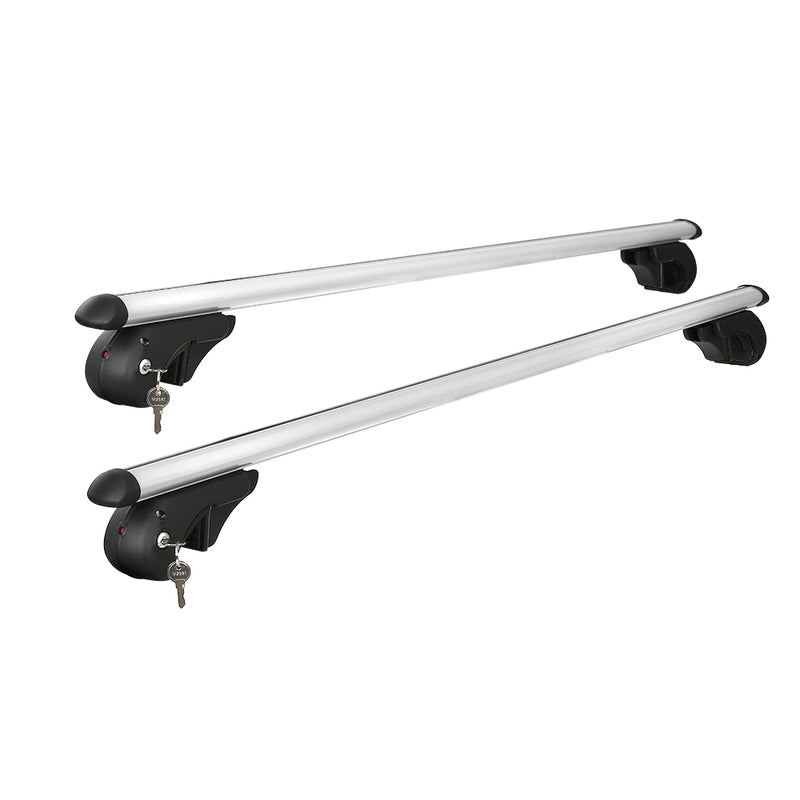 Universal Car Roof Rack 1360mm Cross Bars Aluminium Silver Adjustable Car 90kgs load Carrier - Outbackers