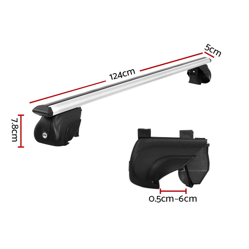 Universal Car Roof Rack Cross Bars Aluminium Adjustable 111cm Silver Upgraded - Outbackers