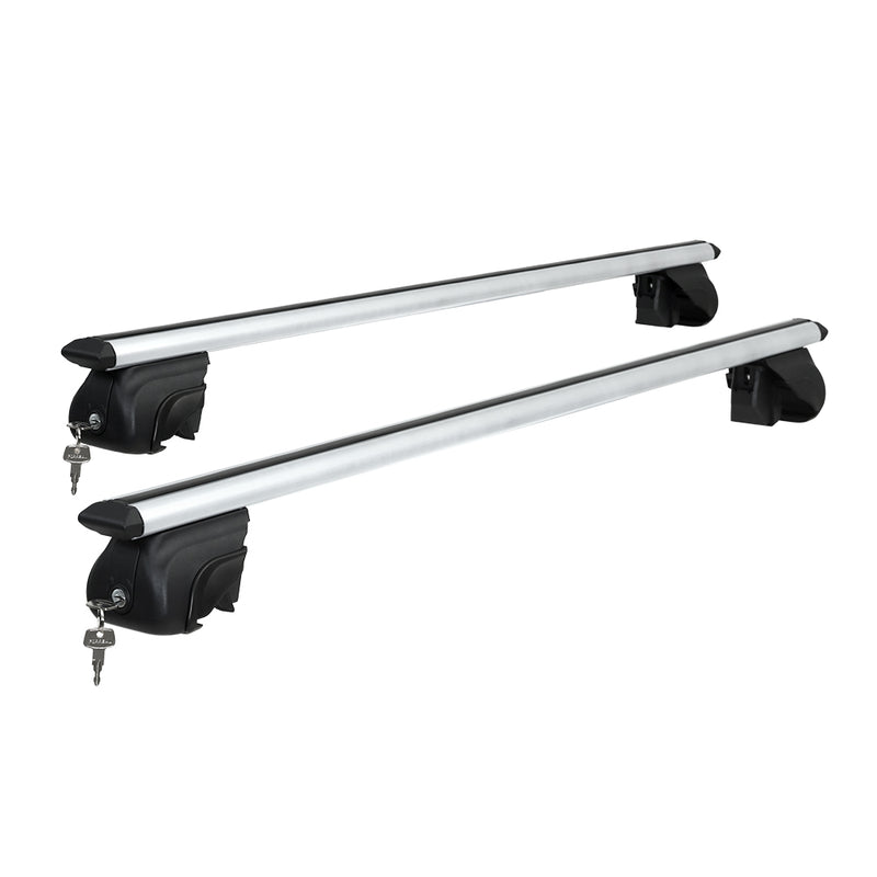 Universal Car Roof Rack Cross Bars Aluminium Adjustable 111cm Silver Upgraded - Outbackers