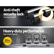 Universal Car Roof Rack Cross Bars Aluminium Adjustable 111cm Silver Upgraded - Outbackers