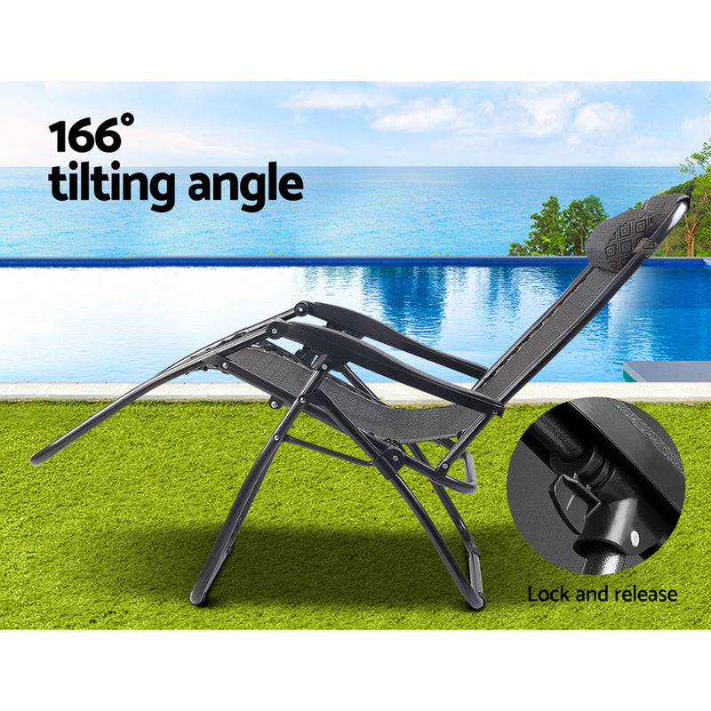 Gardeon Zero Gravity Recliner Chairs Outdoor Sun Lounge Beach Chair Camping - Beige - Outbackers