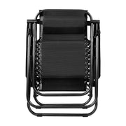 Gardeon Set of 2 Zero Gravity Chairs Reclining Outdoor Furniture Sun Lounge Folding Camping Lounger Black - Outbackers