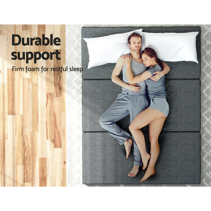 Giselle Bedding Foldable Mattress Folding Portable Bed Camping Mat Queen Grey - Outbackers