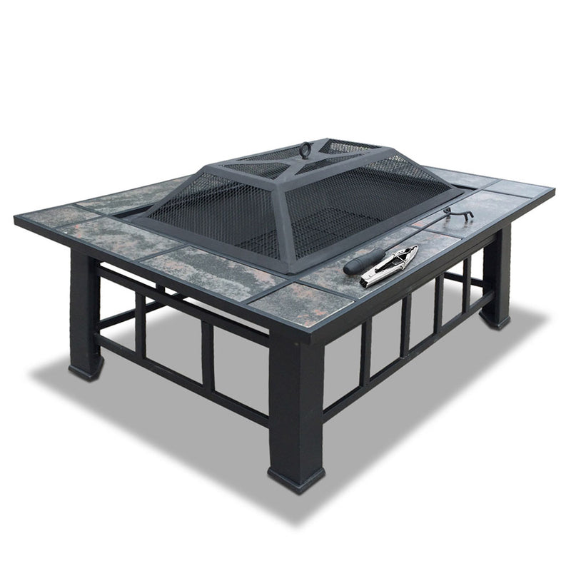 Fire Pit BBQ Grill Table Outdoor Garden Patio Camping Wood Charcoal Fireplace - Outbackers